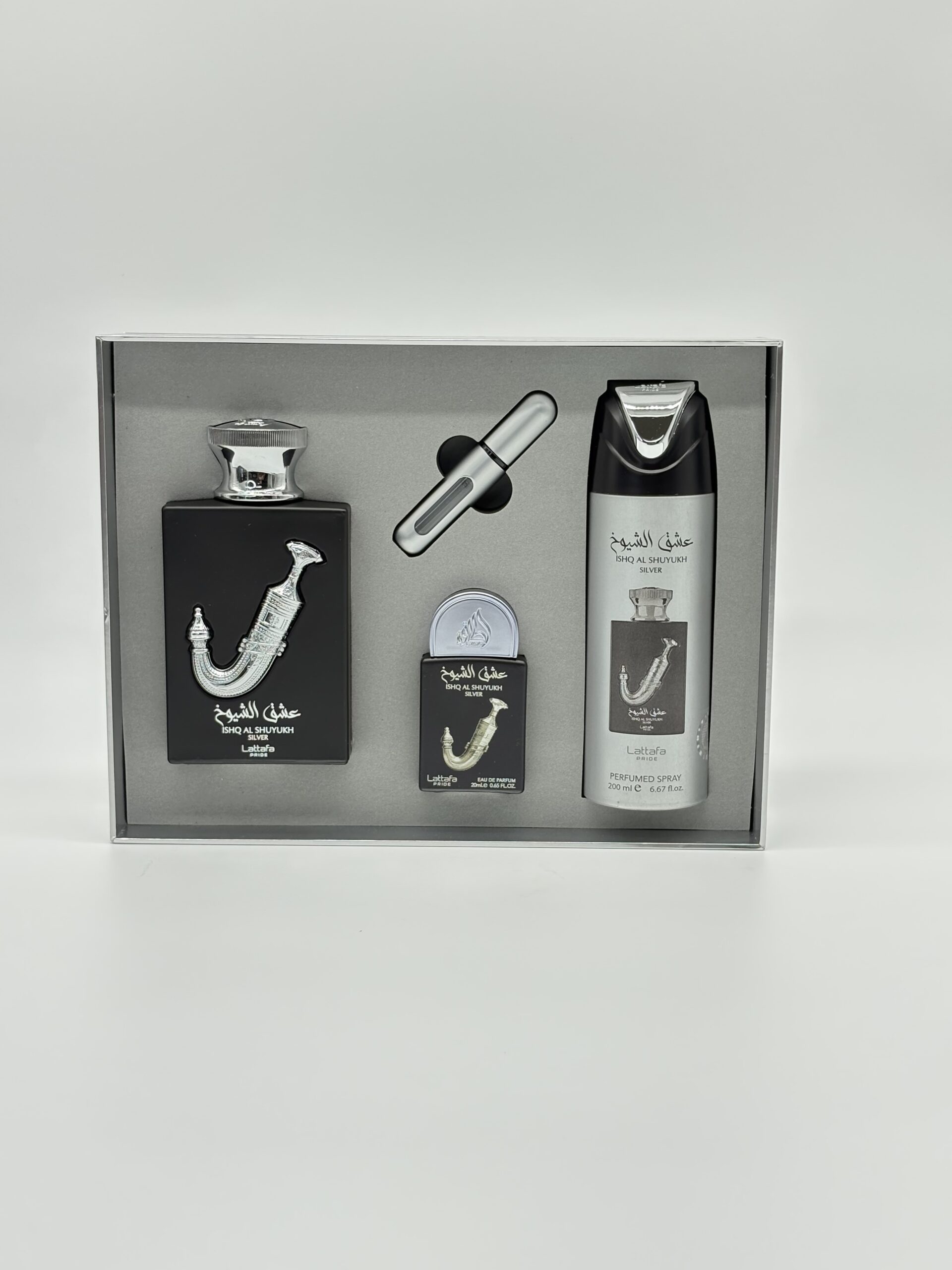 LATTAFA – ISHQ AL SHUYUKH SILVER 3 PC SET FOR MEN