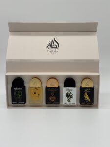 LATTAFA – 5 PC MINI SPRAY (Affection, Tharwah Gold, Watch 1505, Breeze, Shaheen Gold)