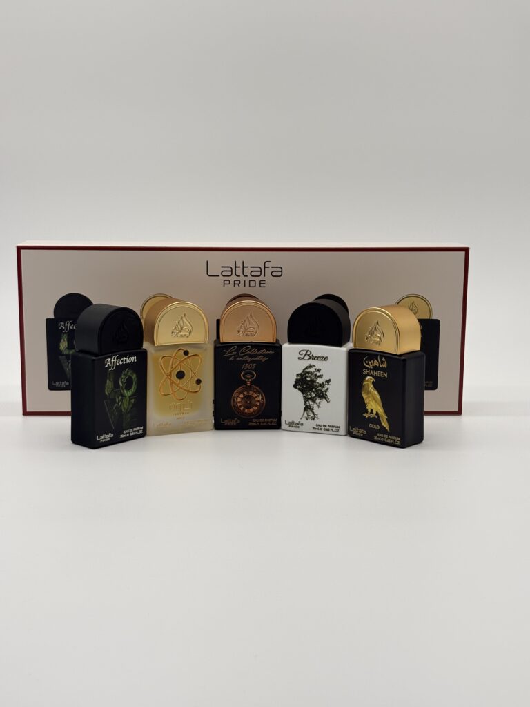 LATTAFA – 5 PC MINI SPRAY (Affection, Tharwah Gold, Watch 1505, Breeze, Shaheen Gold)