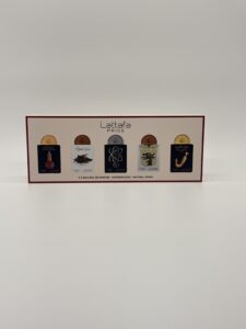 LATTAFA – 5 PC MINI SPRAY SET (Artisan Ethnique, Natural Oud, Tharwah Silver, Eternal Oud, Ishq Al Shuyuk)