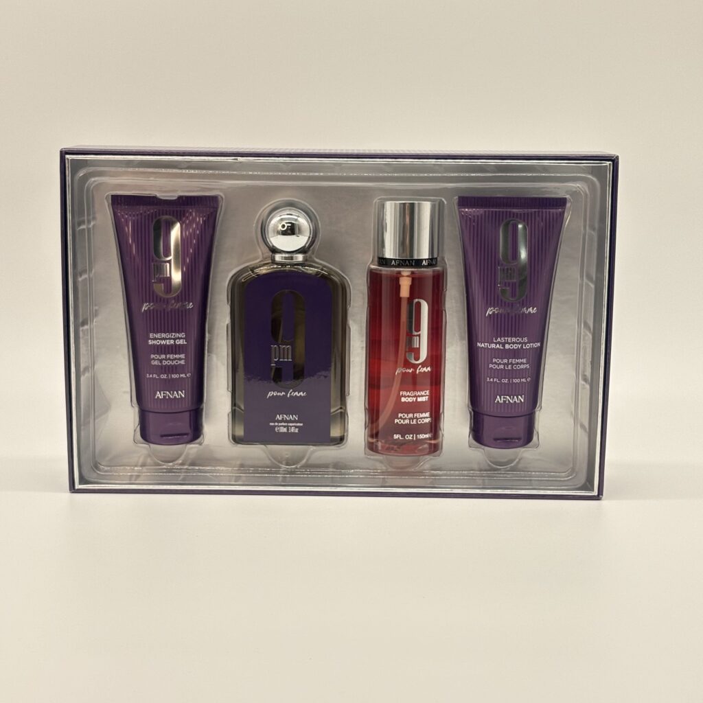 AFNAN – 9 PM PURPLE POUR FEMME 4 PC SET