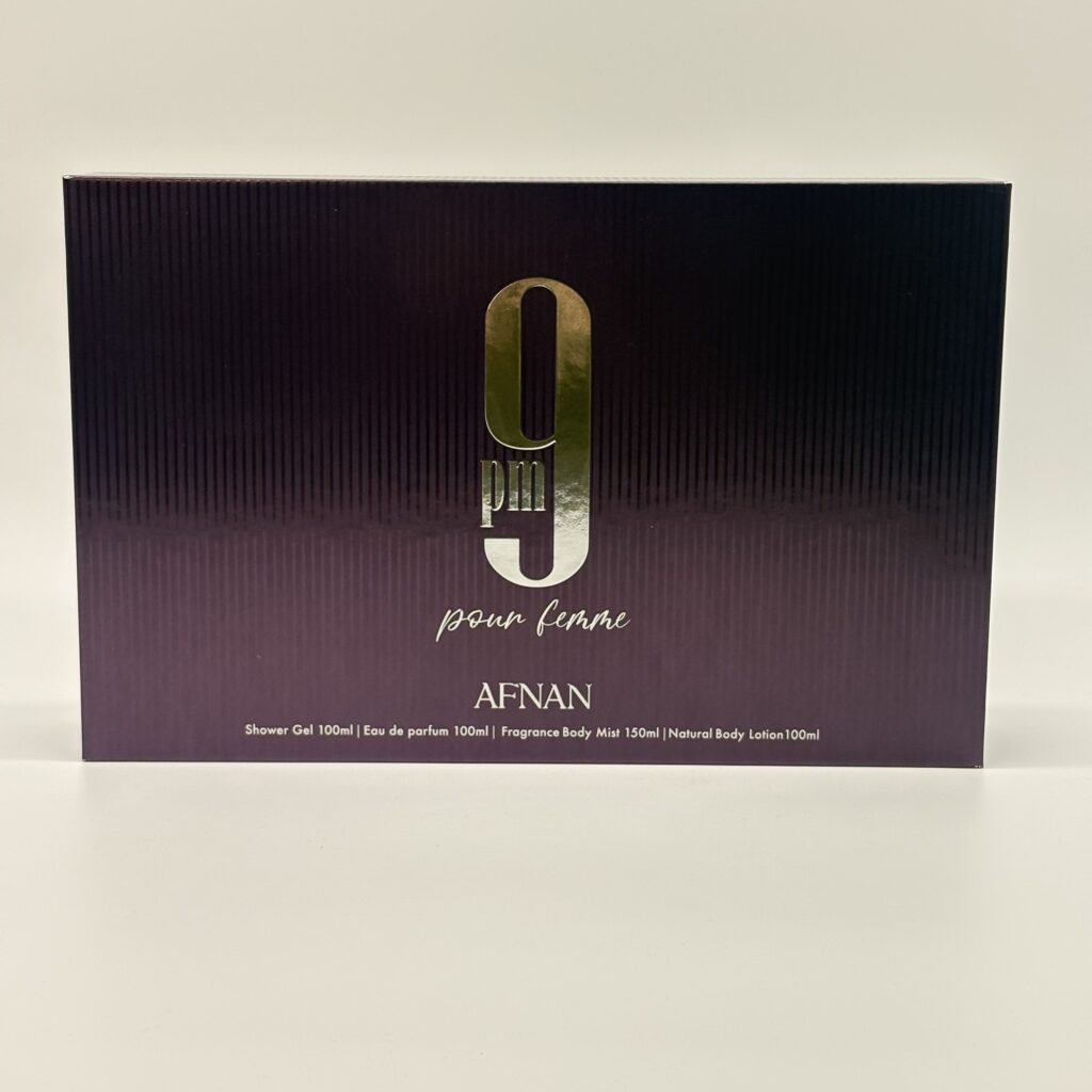 AFNAN – 9 PM PURPLE POUR FEMME 4 PC SET