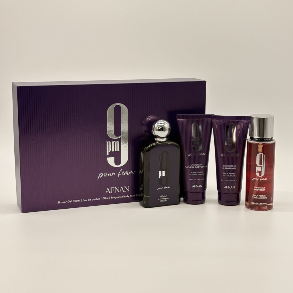 AFNAN – 9 PM PURPLE POUR FEMME 4 PC SET