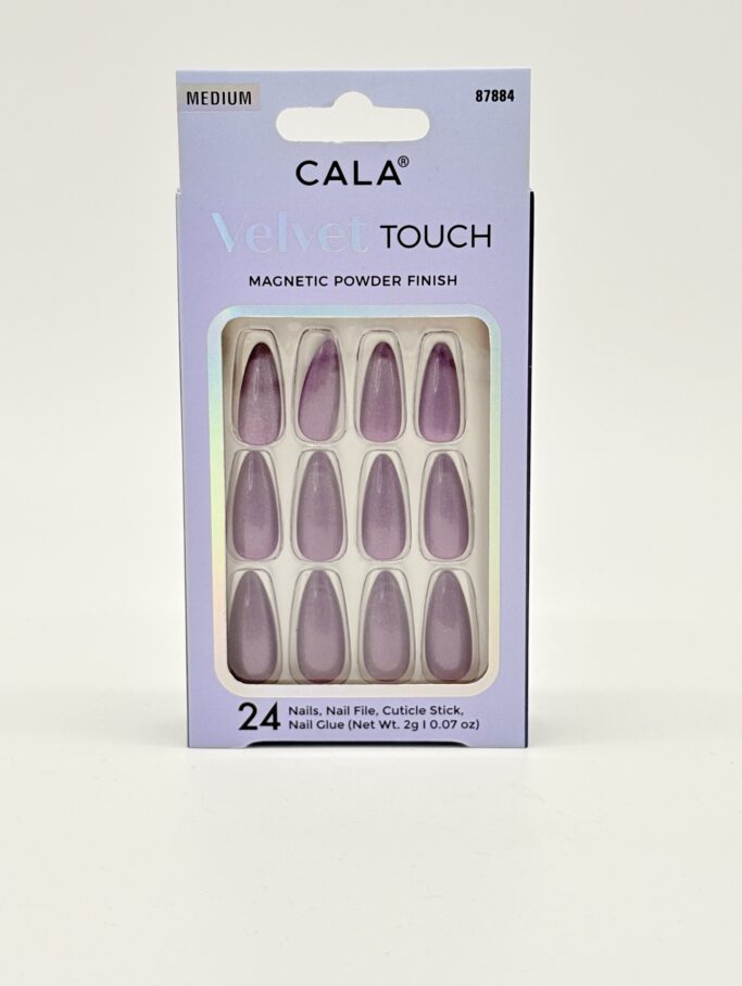 CALA VELVET MED ALMOND PURPLE CATEYE 24 PC NAIL KIT - 87884