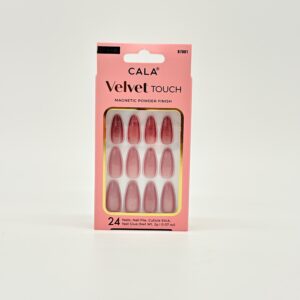 CALA VELVET MED ALMOND ALMOND MAUVE CATEYE PINK 24 PC NAIL SET-87881