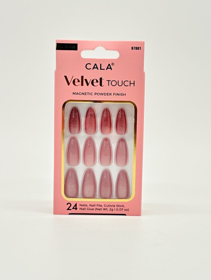 CALA VELVET MED ALMOND ALMOND MAUVE CATEYE PINK 24 PC NAIL SET-87881