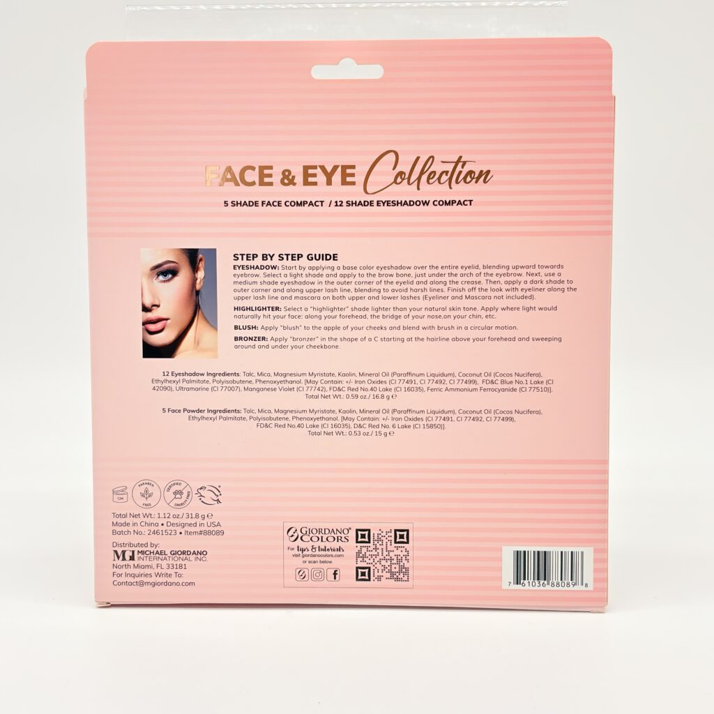 GIORDANO COLORS FACE & EYE COLLECTION 12 EYESHADOW COMPACT & 5 SHADE FACE COMPACT