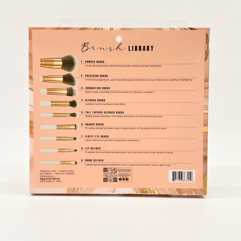 GIORDANO COLORS BRUSH LIBRARY- 9-Piece Makeup Brush Set