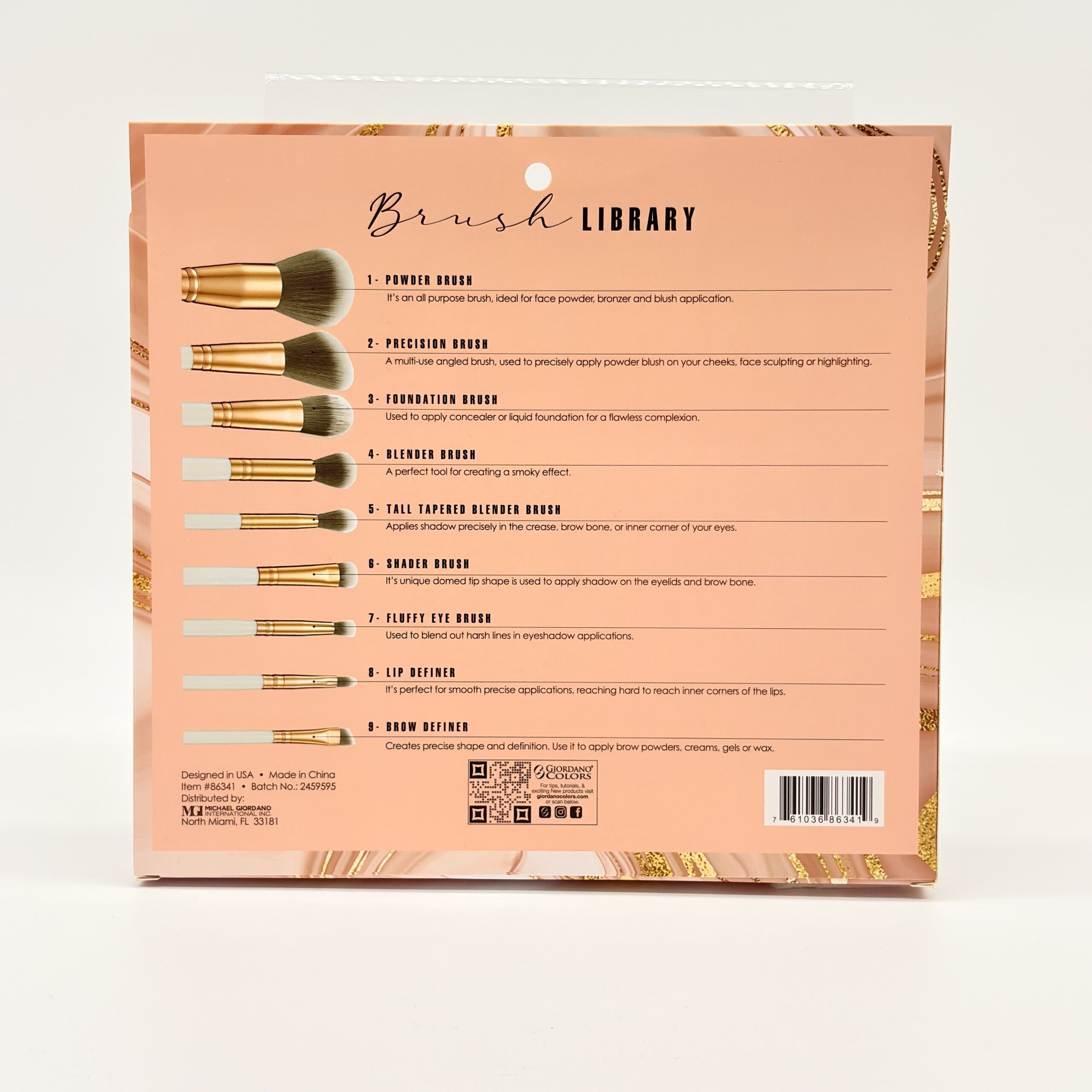 GIORDANO COLORS BRUSH LIBRARY- 9-Piece Makeup Brush Set