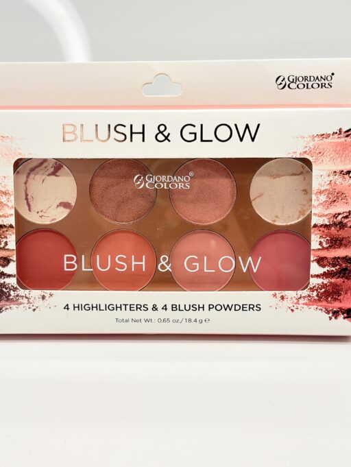 GIORDANO COLORS – BLUSH & GLOW PALETTE  – 4 Highlighters + 4 Blush Powders