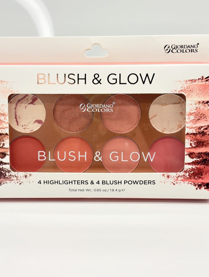 GIORDANO COLORS – BLUSH & GLOW PALETTE  - 4 Highlighters + 4 Blush Powders